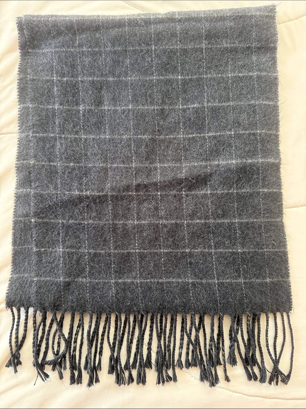 Dockers Gray Windowpane Scarf with Fringe